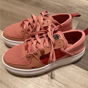 Nike Women's Coral Pink and Red Low-Top Sneakers -Court Vision Alta TXT